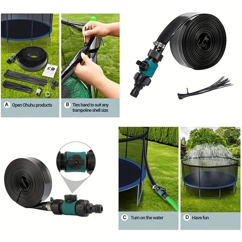 Trampoline Sprinkler 32.8ft Outdoor Trampoline Backyard Water Park Fun Summer