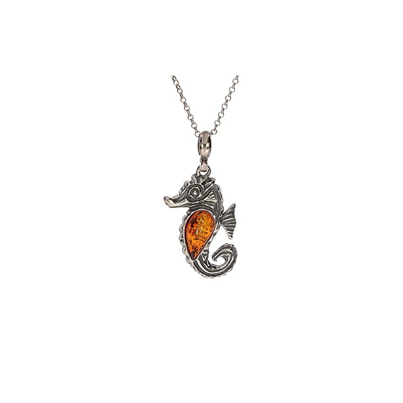 Artisana-Schmuck Amber Seahorse Pendant (without Chain) Set in 925/000 Sterling