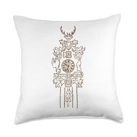 Art Friedl Paintings Cuckoo Clock Hand Drawn Germany Coo Bird Throw Pillow, 18x18, Multicolor