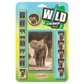 Wild Stationery Set - Baby Elephant from Deluxebase. These cute school stationary sets for girls include 2 pencils, eraser, sharpener, ruler and notebook