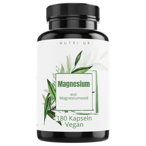 Magnesium - 180 Capsules (6 Months) 400 mg Elementary Magnesium Per Capsule | 665 mg Pure Magnesium Oxide - Laboratory Tested, High Dose, Vegan