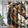 AILONEN Dreamcatcher Horse Shower Curtain,Exotic Feather Boho Horse Native Ethnic