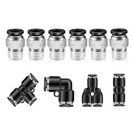 QITUO Push to Connect Fittings 1/2 Inch Tube OD x 1/4 Inch NPT Thread Male Straight Quick Connect Fittings Pneumatic Fittings Tube Fittings Air Line Fittings Air compressor Fittings 10Pcs