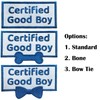FITZNORA Certified Good Boy Patch with Blue Embroidery Letters, Hook