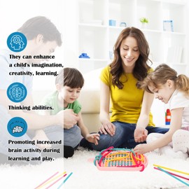 MYDEERYOO Sensory Activity Board, Silicone Fidget Toy for ADHD & Autism, Anxiety, Calming, Stress, Sensory Toys for Kids 3+ & Adults, Includes 18 Colorful Strings & Carrying Bag（Popsicle）