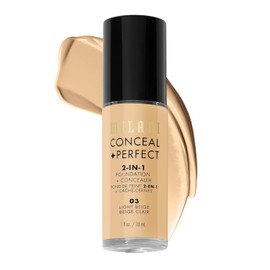 Milani | Base de Maquillaje Pigmentada 2 en 1 con Corrector a Prueba de Agua Tono Light Beige, Conceal and Perfect