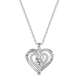 YAUFUZE I Love You Forever Heart Platinum Plated Necklace, White