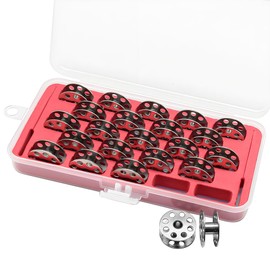 Fbshicung 23 PCS M Type Large Steel Bobbin with Saver Holds Box Organizer for Juki DU-141 DU-1181N Consew 205RB, 206RB