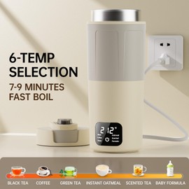 HOWDIANQY Dual Voltage Portable Electric Kettle Travel Hot Water for Tea,Coffee, 6 Temperature Controls and LCD Display, 304 Stainless Steel and Large Capacity 550ml, Auto Shut Off&Boil Dry Protection