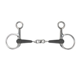 Shires Equikind+ Hanging Cheek Peanut Link Horse Bit in Black UK 5 1/2", Black