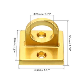 PATIKIL Pad Eye Plate U Hooks, Metal Ceiling Hook Wall Mount Loop with Screws Hardware Ring Hooks for Hanging Ropes in Queue Barrier, Golden
