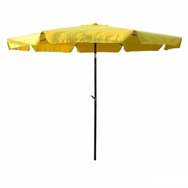 All Weather Market Umbrella Outdoor Patio Crank Lift Push Button Tilt 10 Ft | Lemon Yellow Color Anti Rust Powder Coated Frame Fade UV Water Proof Stable Air Vent Modern & Casual Style