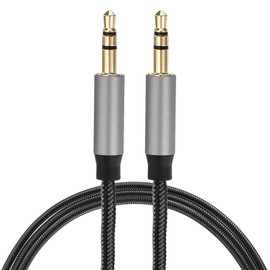 MECCANIXITY AUX Cable, 3.5mm Nylon Braided Audio Cable, 3.3 ft Male to Male Auxiliary Audio Cord Grey for Headphones, Speakers, Car Stereos, Computers