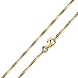 Materia K22-G 925 Silver Snake Chain in 750 Gold 18 Carat Gold-Plated 1.2 mm in 40-90 - 90 cm, Sterling Silver
