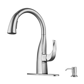 WOWOW Kitchen Faucets with Sprayer:Pull Down Kitchen Faucet with Dual Function Sprayer,Single Handle, Leak Free 360 Degree Rotatory Elegant Gooseneck Kitchen Faucet with Soap Dispenser(Brushed Nickel)