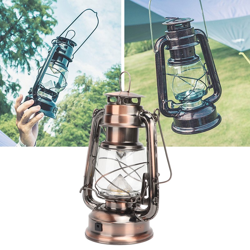Vintage Camping Lantern 24h Battery Life USB Charging Detachable Lampshade