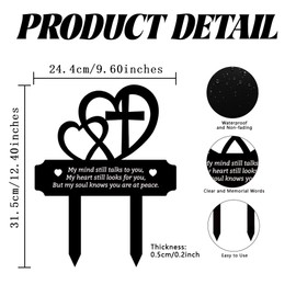 FREEBLOSS Grave Decorations for Cemetery Heart Garden Memorial Plaques for Outdoors Metal Sympathy Garden Stake Cemetery Markers