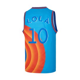 CAIYOO 1 Bugs 10 Lola Couple Costume Space Movie Basketball Jersey for Men (#10 Blue, Small)