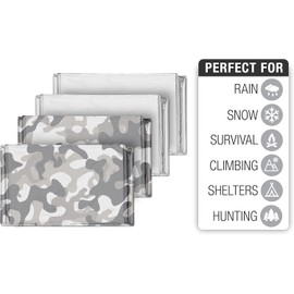 Swiss Safe 4 Pack Mylar Emergency Blankets for Survival - Compact & Insulated for Cold Weather - Designed for NASA, Outdoor, Running, Camping, Survival, First Aid Car Kit - Camouflage, 4 Pack