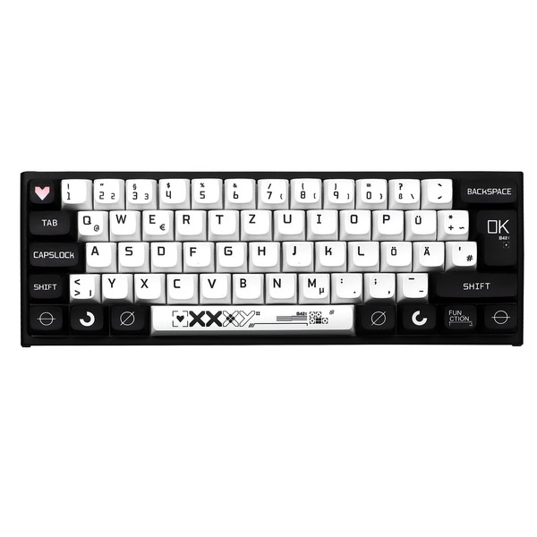 JSJT German Keycaps XDA Profile Black and White Keycaps 129
