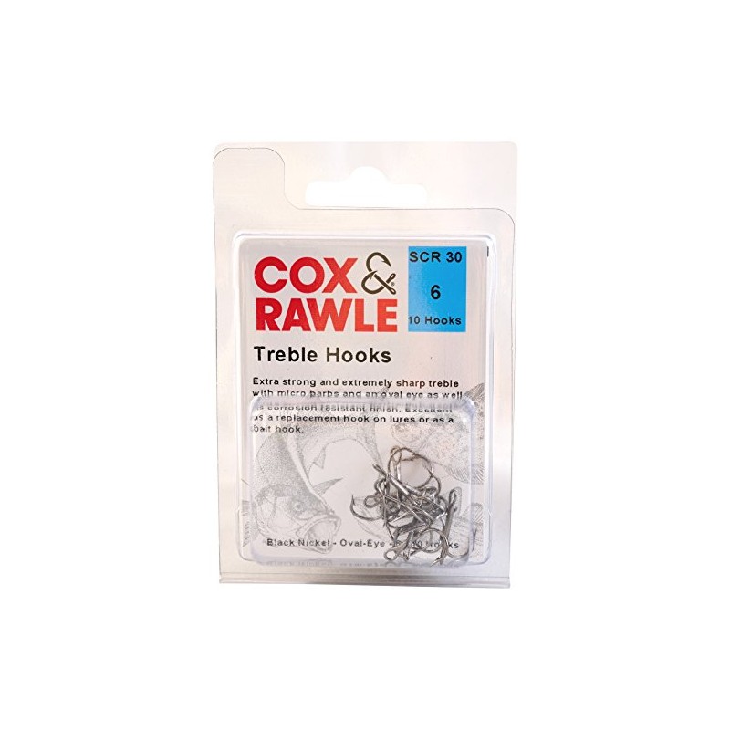 Cox & Rawle Treble Hook - Black, Size 6