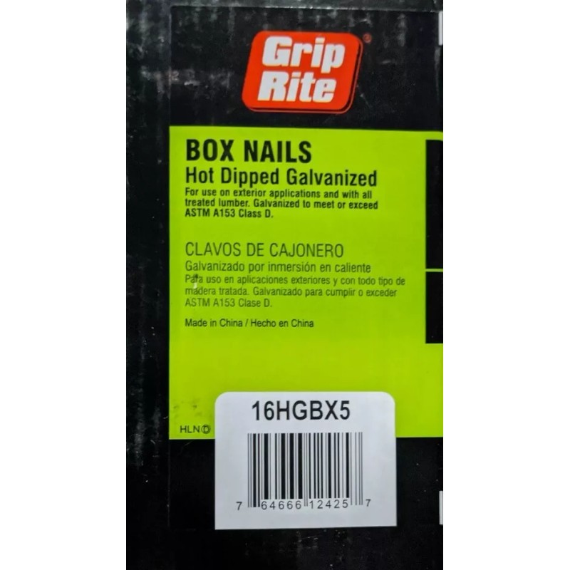 Grip-Rite 5 Lbs Grip Rite Smooth Shank 16D 3-1/2" Box