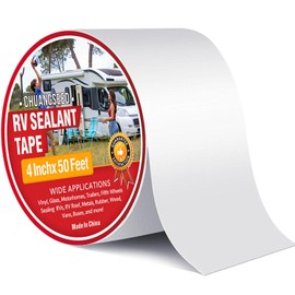 CHUANGSEED CHUANGSEED RV Roof Tape White, 4 Inch X 50 Feet, RV Sealant Tape, Roof Patch Repair Tape for Camper Roof Repair, Trailer Roof Sealant, Stop Camper Roof Leaks, UV-Resistant, Weatherproof,Boat