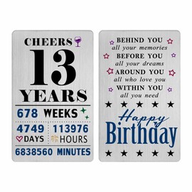 Unique 13th Birthday Gifts - 13 Year Old Birthday Laser-Engraved Card – Durable Metal Wallet-Sized Keepsake