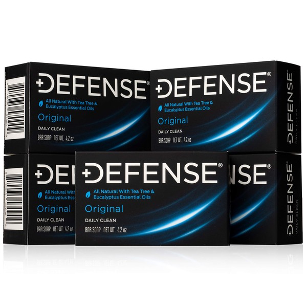 Defense Soap 5pk All Natural Tea Tree Bar Soap for Men | Made by Wrestlers with Tea Tree Oil & Eucalyptus Oil to Defend Against Fungus and Promote Healthy Skin