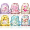 12 Pcs Tea Party Drawstring Bag Set, Colorful Floral Non-Woven