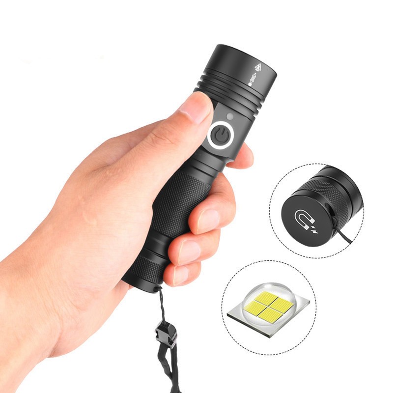 Telescopic Zoom Strong Light Flashlight High Brightness Power Display Portable