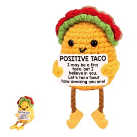 Cute Positive Knitted Toy Taco - Creative Office Home Positive Crochet Pupper, Cute Healing Dolls for Friends and Family, Emotional Support Taco, Bring Inspirational Cards