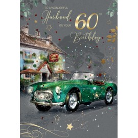 Husband 60th Birthday Card from The Grayson Range by Cherry Orchard Complete with Gold Envelope and Gold Foil Detailing