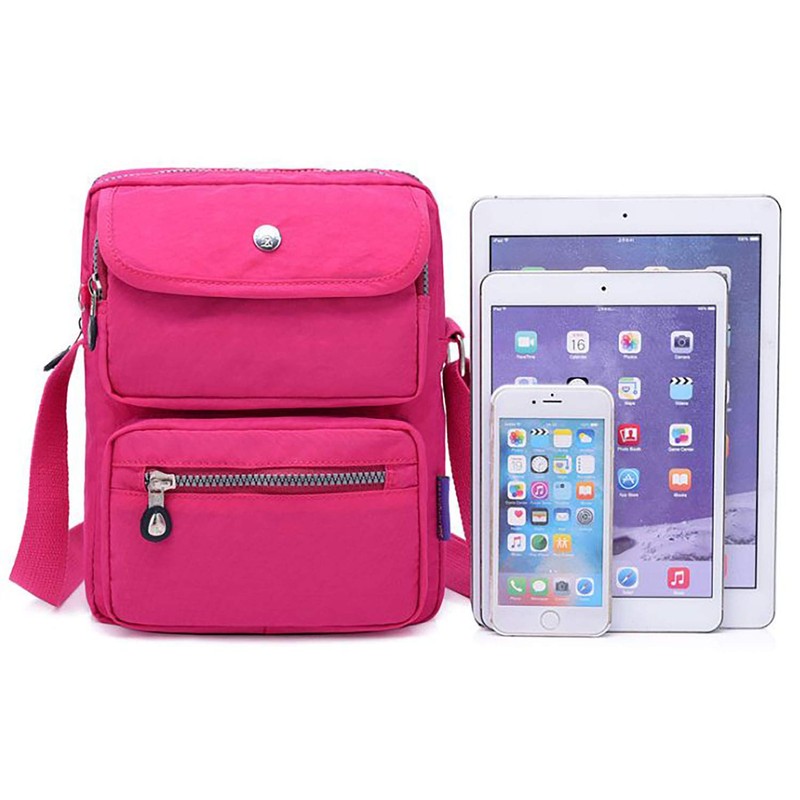GFM® Womens Nylon Waterproof Cross Body Shoulder Bag - Pink