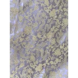 wowfabric4less123 Silver Gold Dragon Brocade Fabric 60” Width Sold By The Yard