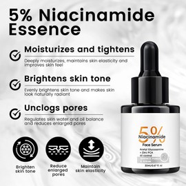 Niacinamide Serum, Niacinamide 5% Gesichtsserum, Serum Gesicht, Poren Verkleinern, Brightening, Gesichtspflege für alle Hauttypen, Korean Skincare, 20 ml