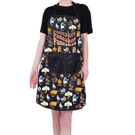 PXTIDY Pancakes Recipe Apron Foodie Gift Breakfast Cooking Baking Apron Culinary Student Gift Bakery Apron Gift