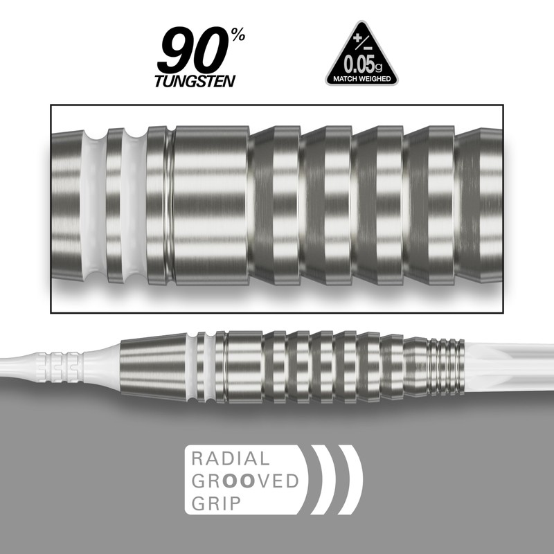 TARGET COLOURS GEN4 WHITE 90% 19G 2BA SOFT TIP DARTS