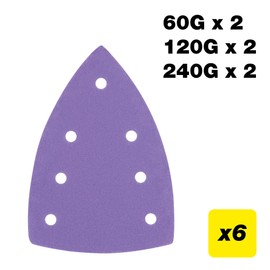 Trend 100 x 150 mm 7-Hole Detail Sanding Pads, 60/120/240 Grit, 6 Pack, Film Abrasive with Hook and Loop Backing for Versatile Sanding, AB/DET1/M6