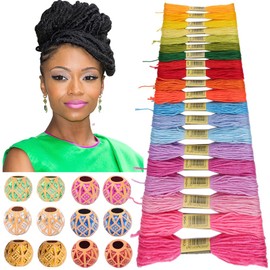 32Pieces Hair Accessory Includes 20 PCS Hair Accessory Colorful Hair String Hair Thread Yarn and 12PCS Acrylic Dreadlock Beads Hair Jewelry (multicolor)