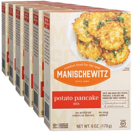 Manischewitz Potato Pancake Mix 6oz (6 Pack) Gluten Free, No MSG, Traditional Style Potato Latke Mix