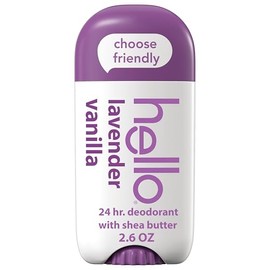 hello hello Lavender Vanilla Aluminum Free Deodorant for Women and Men with Shea Butter, 24-Hour Freshness, Baking Soda Free Deodorant, Dermatologically Tested, 2.6 oz Stick