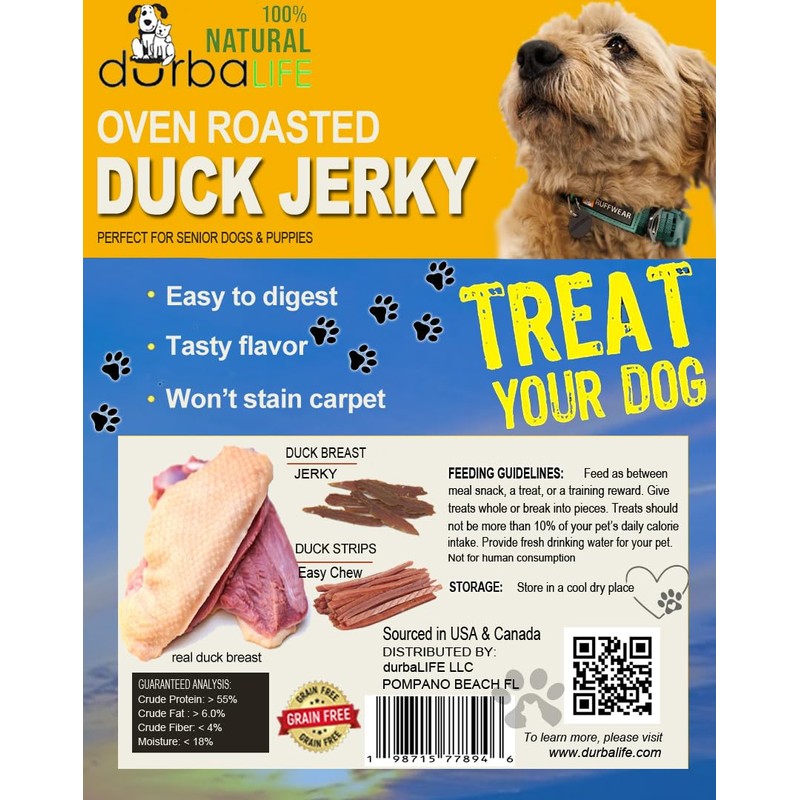 Duck Jerky Dogs Chewy Training Treats Food | Oven Roasted