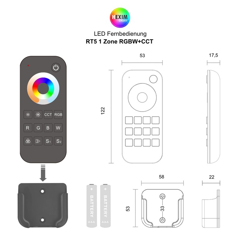 HEXIM 12-24V LED Controller & Remote Control - Wi-Fi 1/4