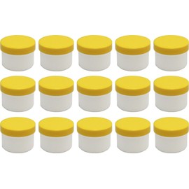 15 ointment containers, cream containers, ointment pot, flat, 35 ml contents with yellow lids, made in Germany