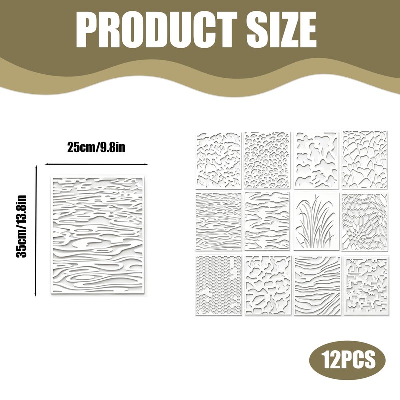 12 Pcs Camo Stencils, Reusable Camouflage Painting Templates