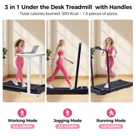 Portable Foldable Treadmills for Home Small with Handles, 3.0HP Small Folding Walking Pad Treadmill with Handle Bar with 320 LBS Capacity, Electric Compact Treadmill Home with LED Display