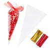 Large Cone Cellophane Bags,7x15 Inches 200 PCS Plastic Popcorn Cone