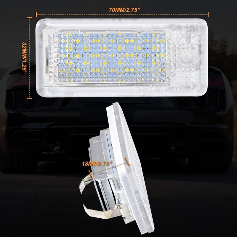 KATUR 2 x Error White 6000K 18 LED Car License