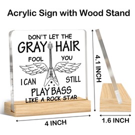 Funny Bass Player Gifts, Gift for Bass Music Lover Teacher Like a Rock Star Acrylic Desk Plaque Sign for Home Music Room Studio Desk Decor